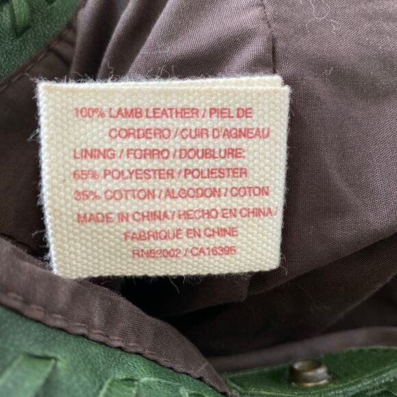 Lucky Brand Olive Green Soft Italian Leather Laced Hobo Tote Book Shoulder Bag - Picture 11 of 12